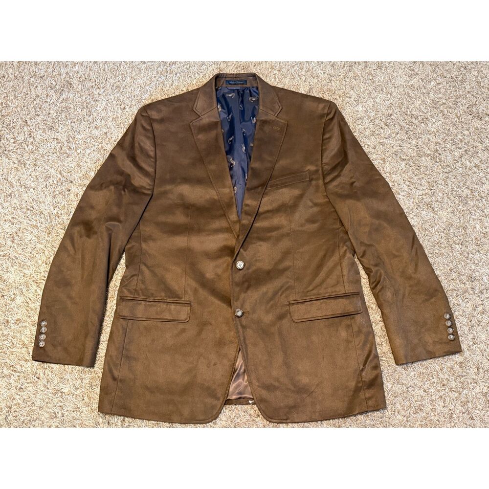 Lauren Ralph Lauren Poly Microfiber ULTRA SUEDE Blazer Men's 44L Brown Fox Lined
